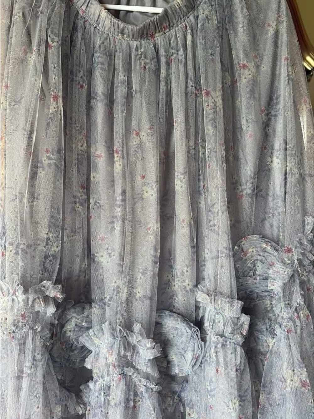 Rodeo Quincy Sheer Floral Ruffled  Skirt - Light blue